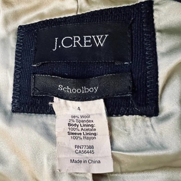 VTG J. CREW NAVY BLUE WOOL BLEND SCHOOLBOY BLAZER SIZE 4 - Picture 12 of 12